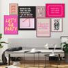 Wandbild, rosa Wanddekoration, trendige ästhetische Retro-Poster und Drucke, Cartoon-Zitat, Wandkunst, Leinwandgemälde für Wohnheimzimmer-Dekor