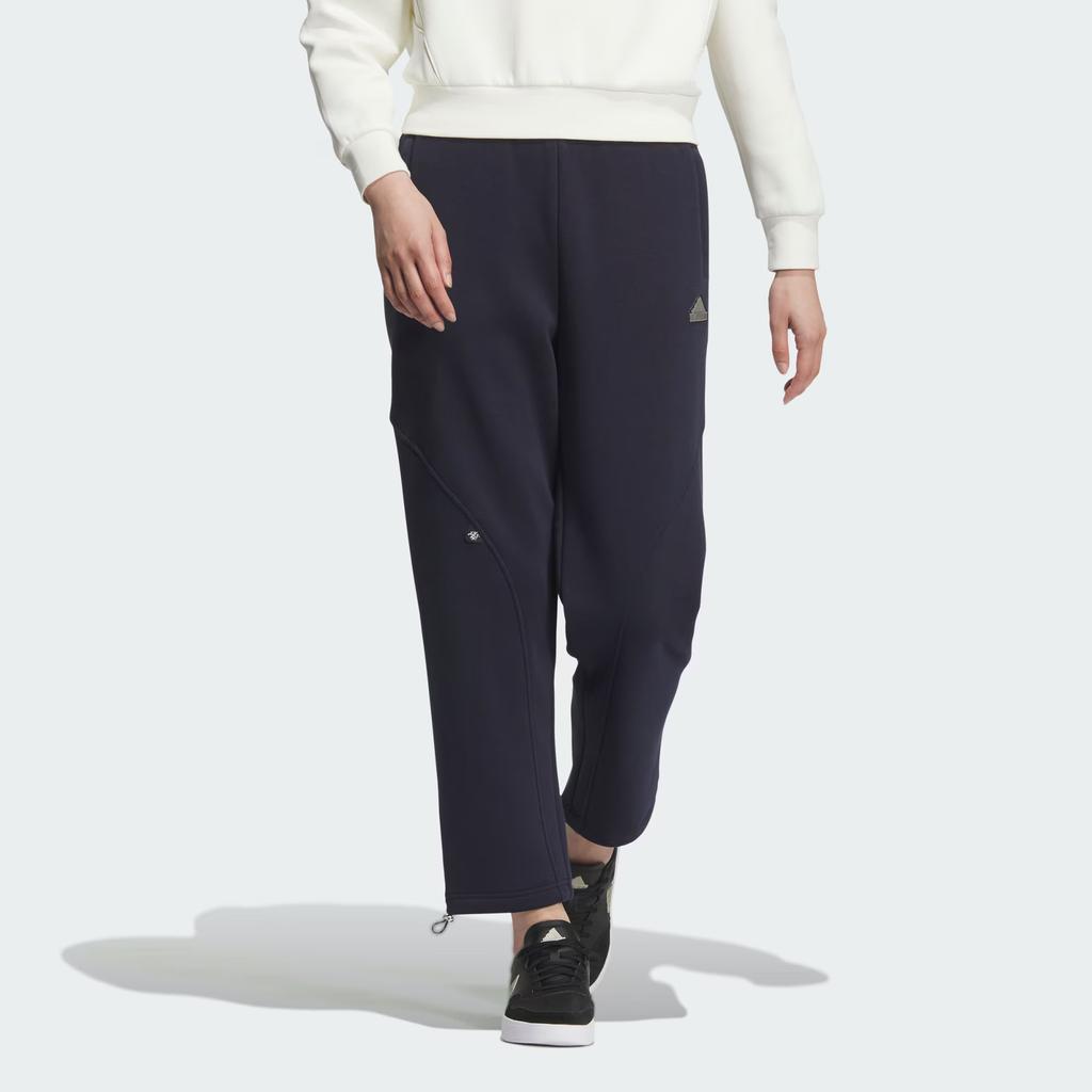 Adidas FW24 Small Logo Series Fleece Joggers Comfortable Stylish Loose Sports Casual Pants Women Joggers Legendary-Ink-Blue Metallic-Silver JJ3572