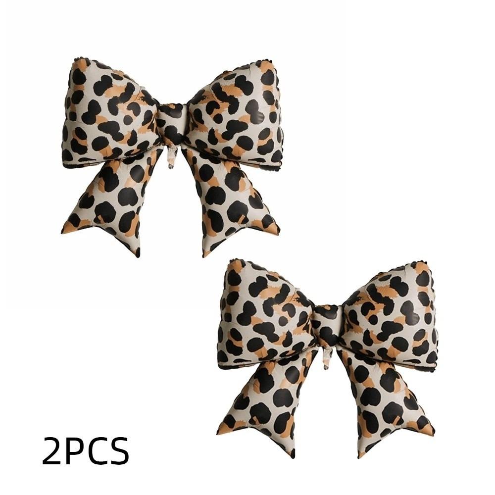 2pcs Aluminum Foil Bowknot Balloon Romantic Festival Party Balloon Leopard Print Balloon  Graduation