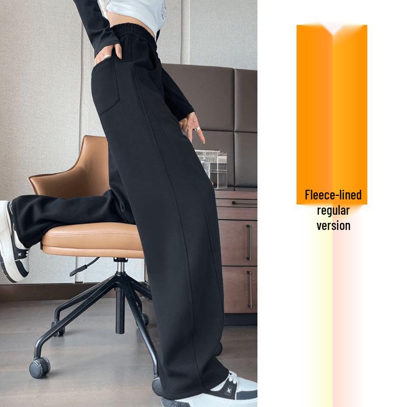 

Women s Plum Purple High-Waist Wide-Leg Fleece-Lined Sweatpants, Autumn/Winter 2026 Sports Style M