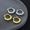 Autumn And Winter French Gold Plain Ring Earrings Women'S Cold Wind Oval Earrings Ear Buckles Earrings