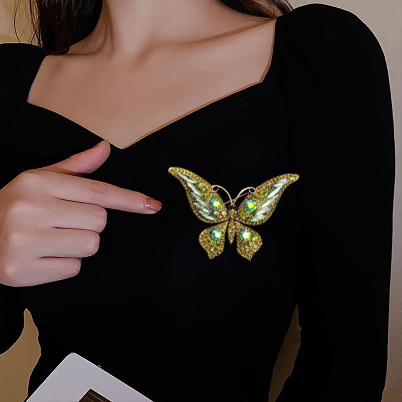 Retro Darčeky Motýľ Hrudný Kvet Brošňa Spoločenský Diamantový Farebné Látkové Doplnky Módna Elegancia 1KS