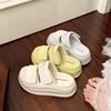 2025 new summer thick-soled heightening shoes one-word slippers women's versatile casual cool slippers Velcro not tired feet