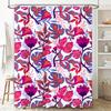 Vibrant Floral Shower Curtain Set Pink Blue Leaves Design For Bathroom Decor Polyester Waterproof Fabric Modern Home Decor Item