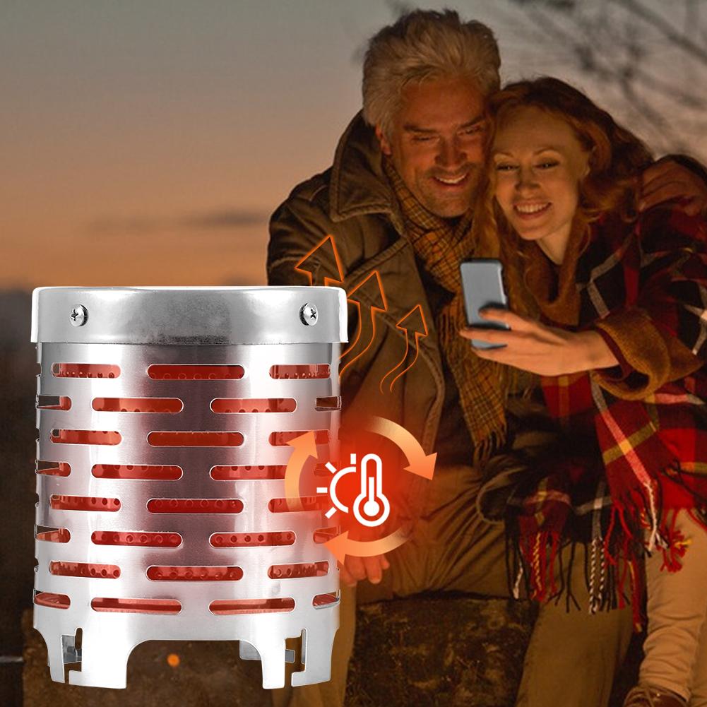 Mini Gas Heater Stove Stainless Steel Camping Mini Heater Camping Stove Warming Stove Hood for Outdoor Backpacking Hiking