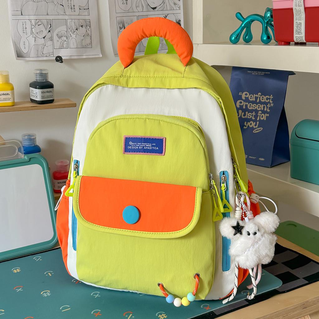 Schoolbag Middle and High School Students Backpack New Large-capacity Campus Schoolbag Fashion and Leisure Male and Female Students Dopamine Backpack