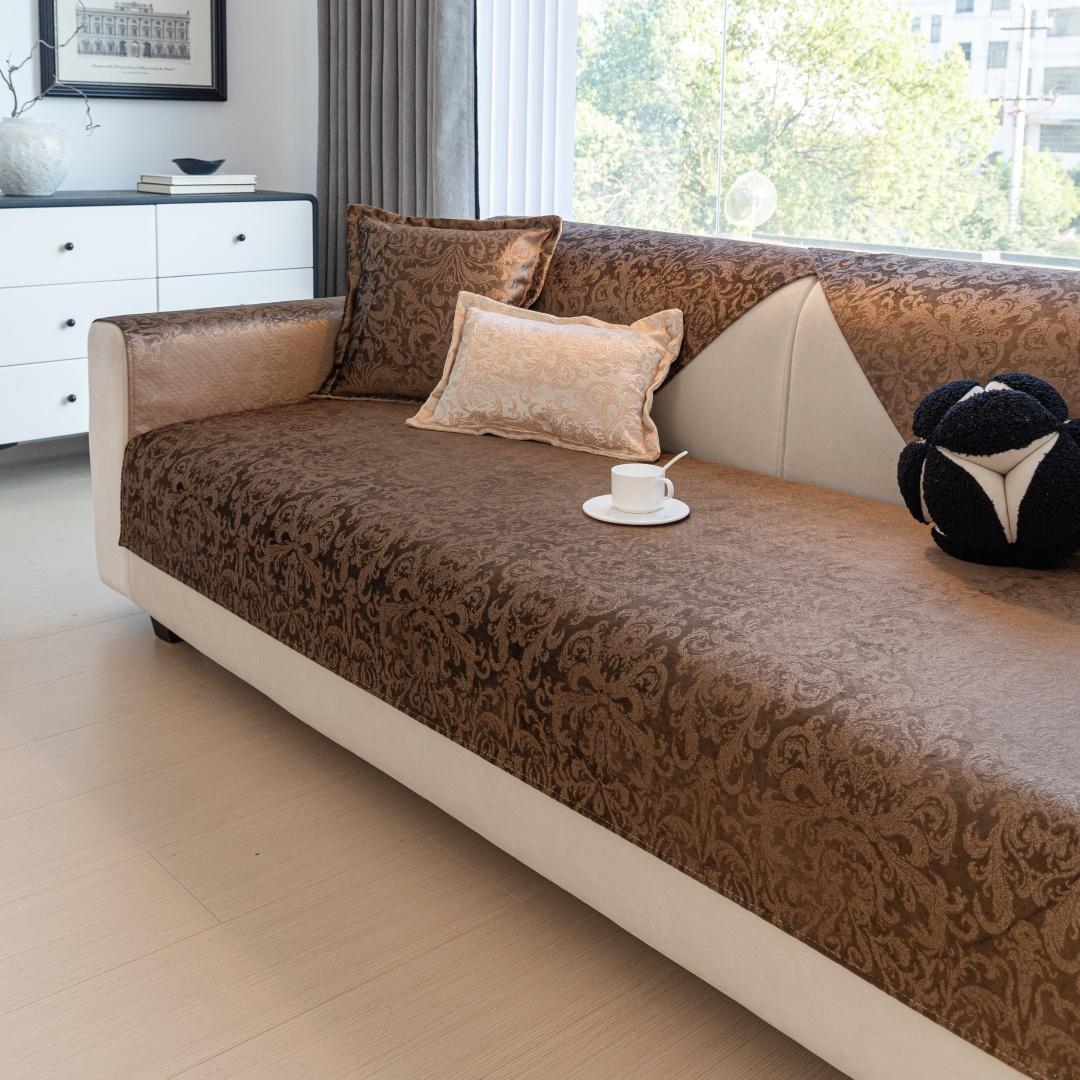 

1 шт. Поясной Роскошный Мягкий Бархатный Противоскользящий Диванный Чехол, Универсальный Чехол для Дивана для Гостиной, Накидка на Сиденье Дивана, Декор на Четыре Сезона 70*70cm коричневый