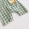 Summer Boys Plaid Short Sleeve Romper - Stylish Korean Style Crawling Suit for Infants