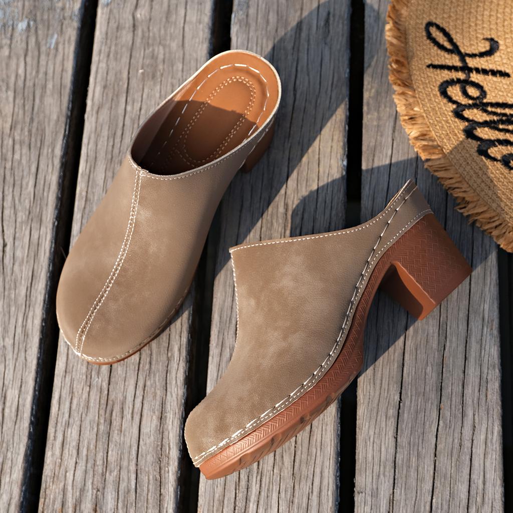 Gepolsterte Damen Sandalen Stilvolle Damen Mules mit Keilabsatz und Blumenmuster Hohl geschnittenes Obermaterial für Sommer Straßenfeste Herbstveranstaltungen