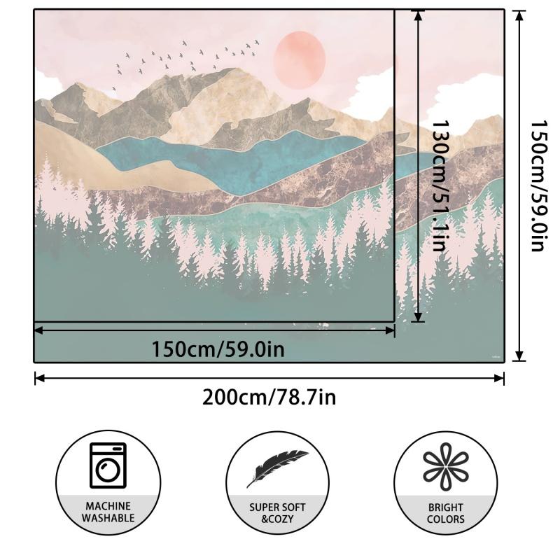 Mountain Tapestry Forest Tree Sunset Natural Scenery Tapestry Abstract Art Room Decoration Background Wall Cloth