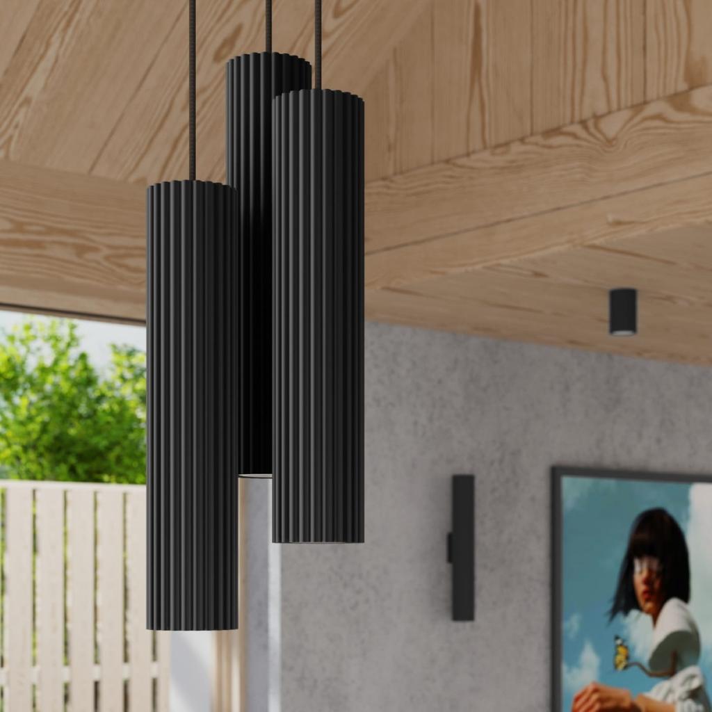 Carbon pendant lamp 3P black