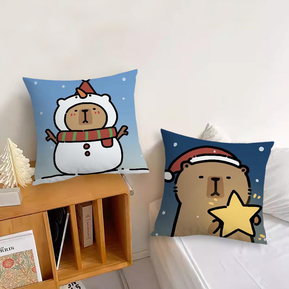 Christmas Capibala Cute Cartoon cushion cover Pillow Cover Decoration Room Home Sofa living Office Car Nordic Simplicity