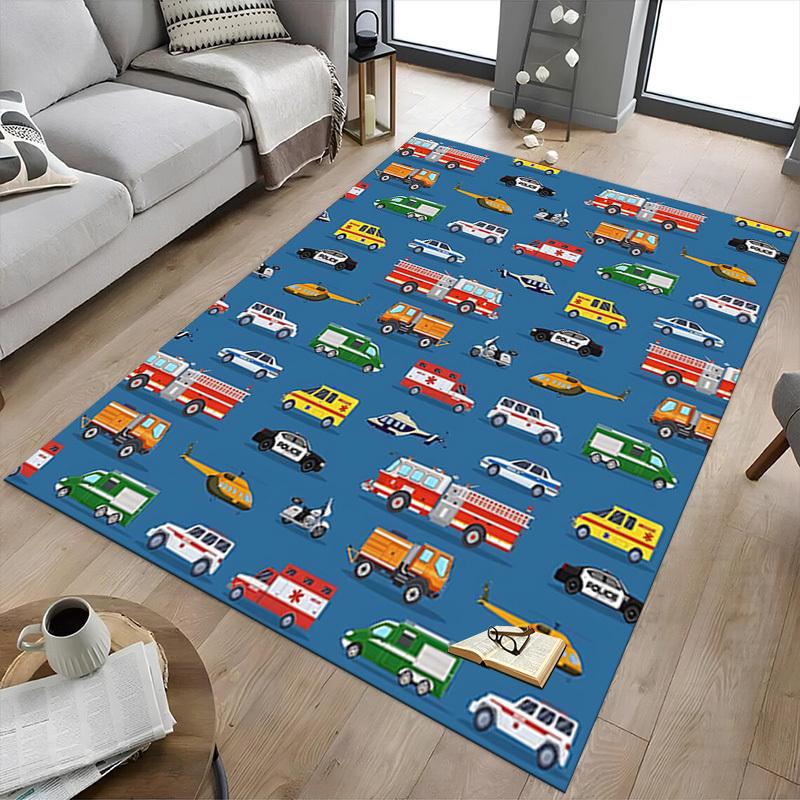 1PC Ambulance Firetruck Extra Large Non-Slip Floor Carpet, Office, Family, Bedroom, Studio - Large Area Rug Indoor Rugs, Vibrant Colors-W253
