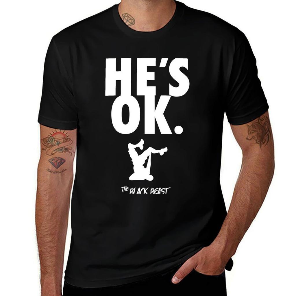 Derrick Lewis Hes Ok The Black Beast Tshirt Breathable Basic Cotton Tshirt