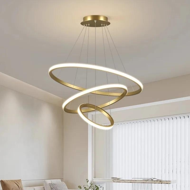 Modern Led Chandelier Light Balck/Grey/Golden Color Lamp For Living Room Bedroom Dining Room Kitchen Indoor Chandelier