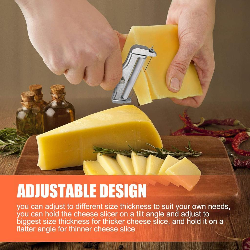 Stainless Steel Wire Cheese Slicer Cheese Planer Tool Adjustable Thickness Cutter Soft Semi-Hard Hard Cheeses Kitchen Cook Tool