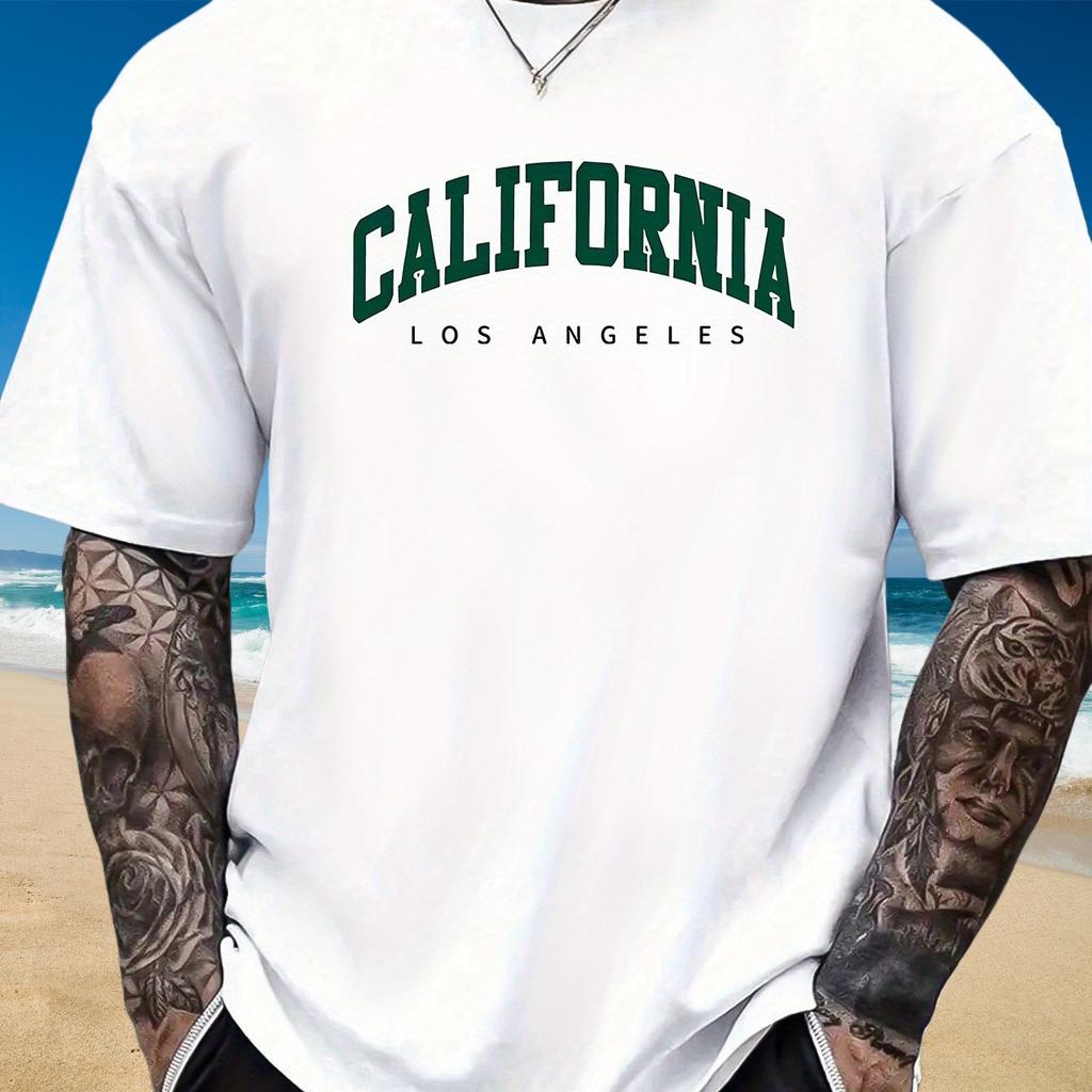 Summer Mens Clothing Hot Selling Cotton Loose Plus Size State Letter Printed Comfortable Round Neck Short Sleeved Tshirt
