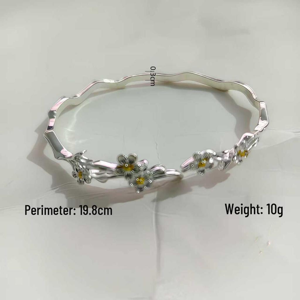 Adjustable Plum Blossom Women's Mori Ethnic Open Bangle Bracelet