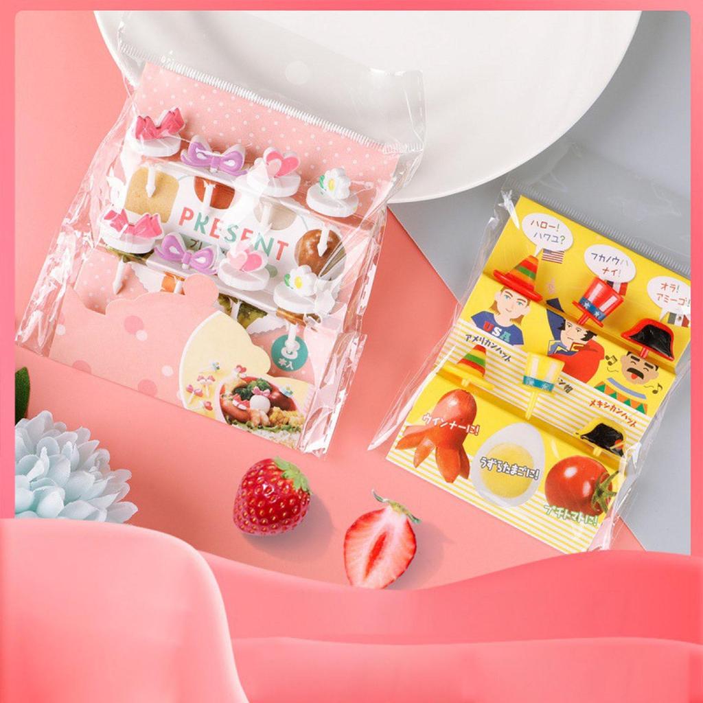 Plastic Fruit Forks Cute Mini Bento Signs Plastic Bento Decorations Fruit Dessert Forks Plastic Material 2 Styles Choose
