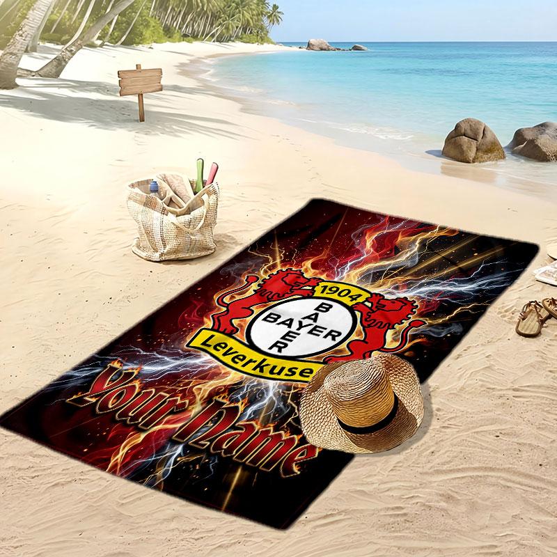Bayer Leverkusen Voetbal Gepersonaliseerde Bedrukte Strandlaken Voetbal Logo Steun Aangepaste Naam Tekst Absorberende Handdoek Voor Sport Reizen Speciaal Cadeau