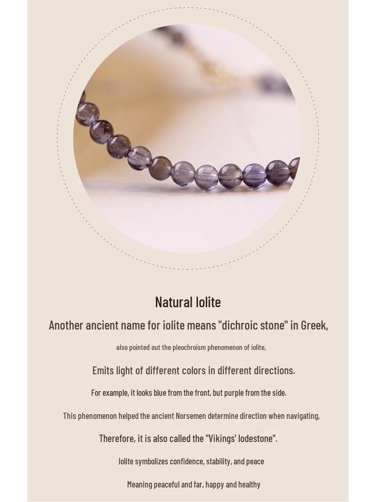 Retro Style Women's Natural Iolite Bracelet with 3mm Faceted Beads - Elegant Crystal Beaded Gift