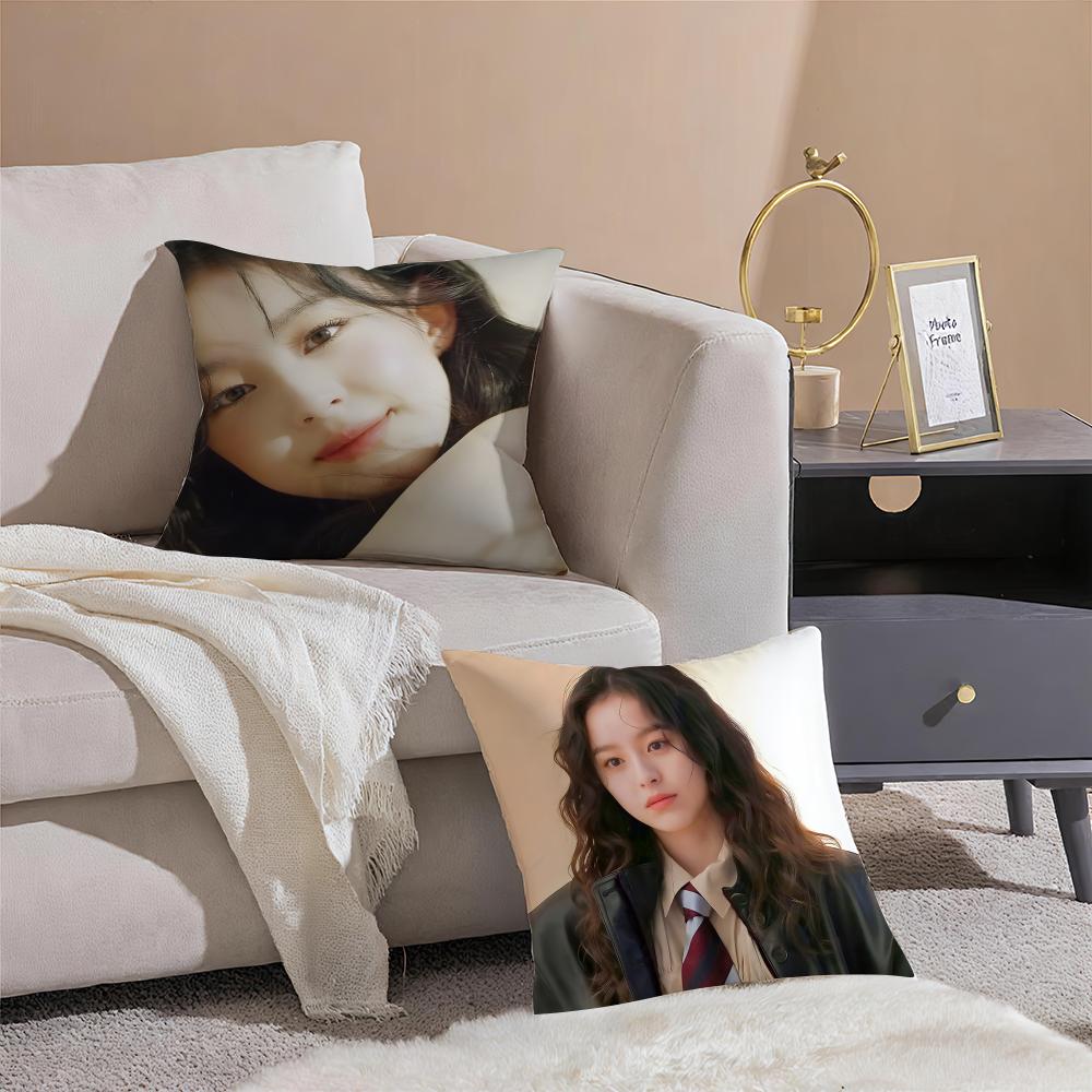 Hot Cute Korean Kpop Actor PPark Jihu Cushion Cover Pillowcase Short Plush Invisible Zipper Room Sofa Cushion Cover