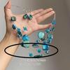 Niche Fashion Mermaid Necklace Multi Layer Irregular Blue Beaded Chain Ocean Theme Clavicle Jewelry Holiday Birthday Gifts