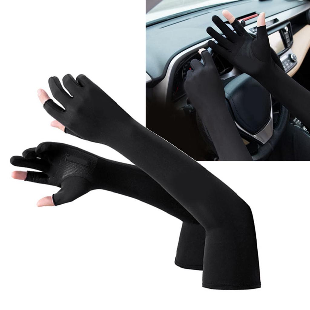 Ice Silk Arm Sleeves Slip Resistance Lengthened UV Protection Arm Cooling Sleeves for Cycling Outdoor Fishing Driving