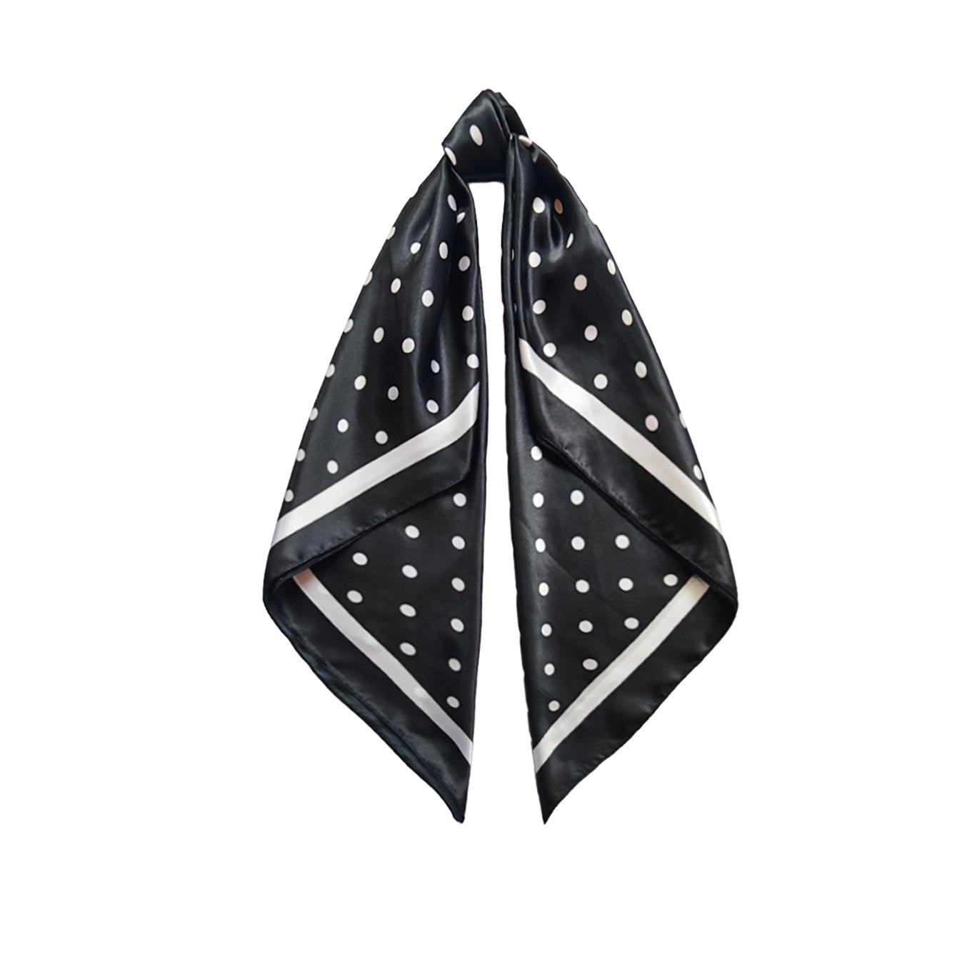 Polka-dot printed headscarf for women, 90cm, versatile satin headscarf, large scarf 90x90cm