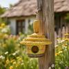 Hanging Bird Nest for Backyard Thatched Hut House, Decorative Resin Weatherproof Small Animal House Trees Shelter Outdoor Garden Decor Unique Birds