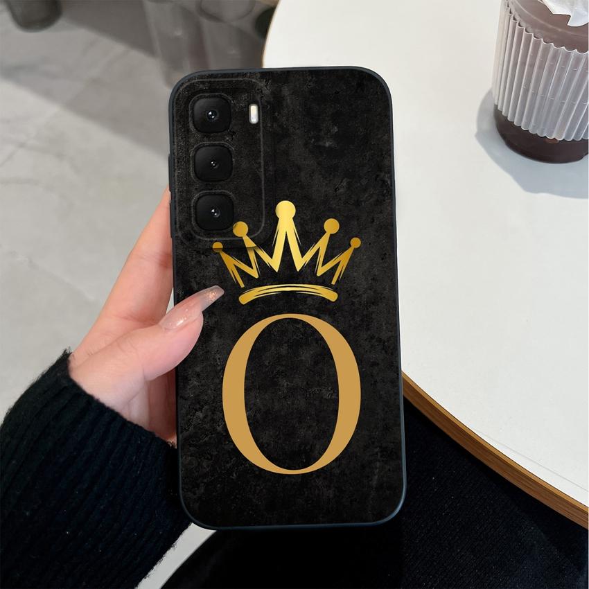 

Чорний корпус для Infinix Hot 60 50 40 Pro 30 Play 60i 50i 40i Чохол для телефону Модна Корона Початкова Літера М яка Оболонка Легкий Матовий Силіконовий Задній Чохол Infinix Hot 40 Pro