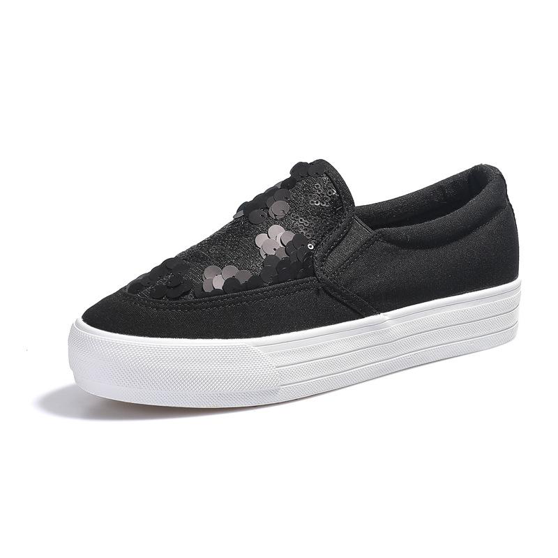 Women's White Canvas Loafers Glitter Platform Low Top Slip-On Casual Shoes Comfort for Daily Walking Sneakers for Girls