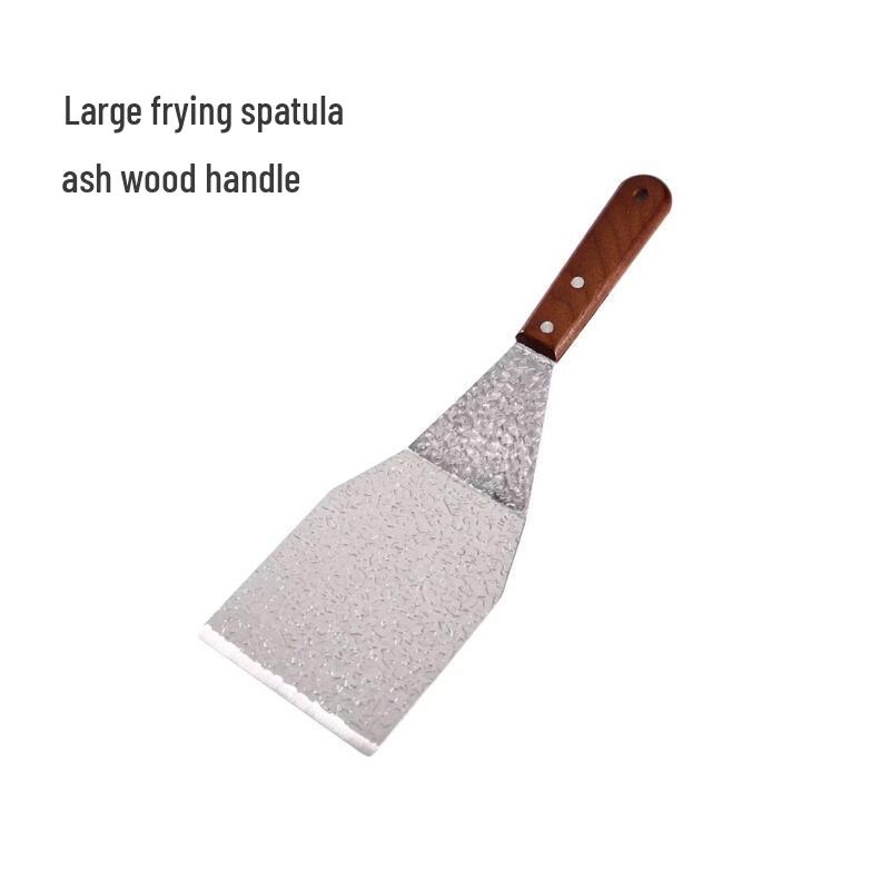 Oeny Stainless Steel Teppanyaki Frying Spatula Set with Ash Wood Handles