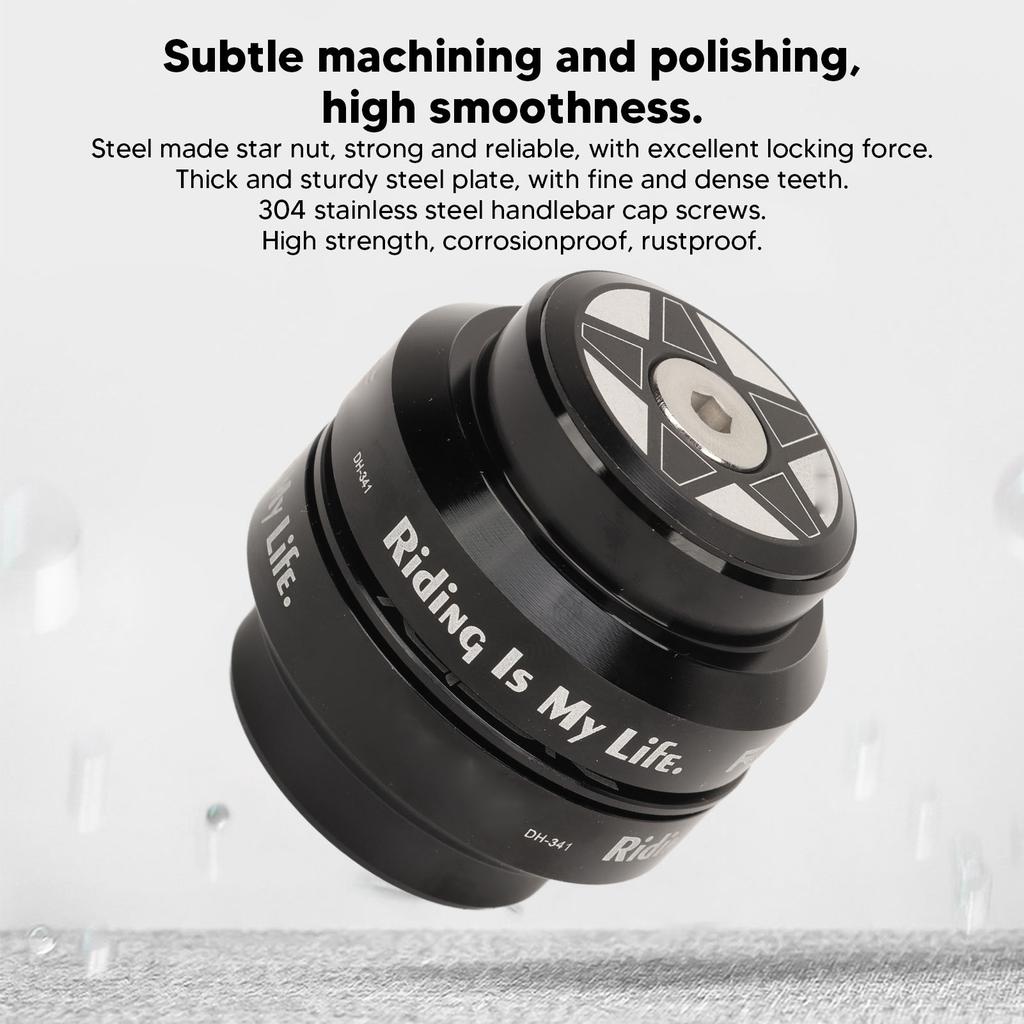 Bike Headset Set 34mm Bicycle Headset Aluminum Alloy Bike Front Fork Stem Headset for 28.6mm Straight Steerer Fork Bearing