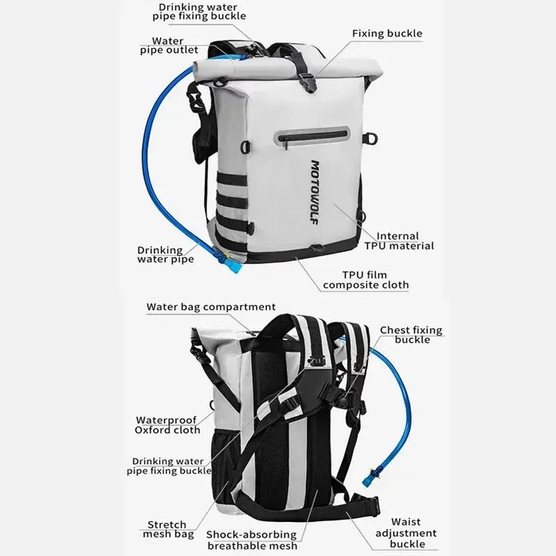 Motorbike Outdoor Riding Large-Capacity Waterproof Shoulder Bag Helmet Bag Portable Drinking Water Riding Bag With Mesh Pocket