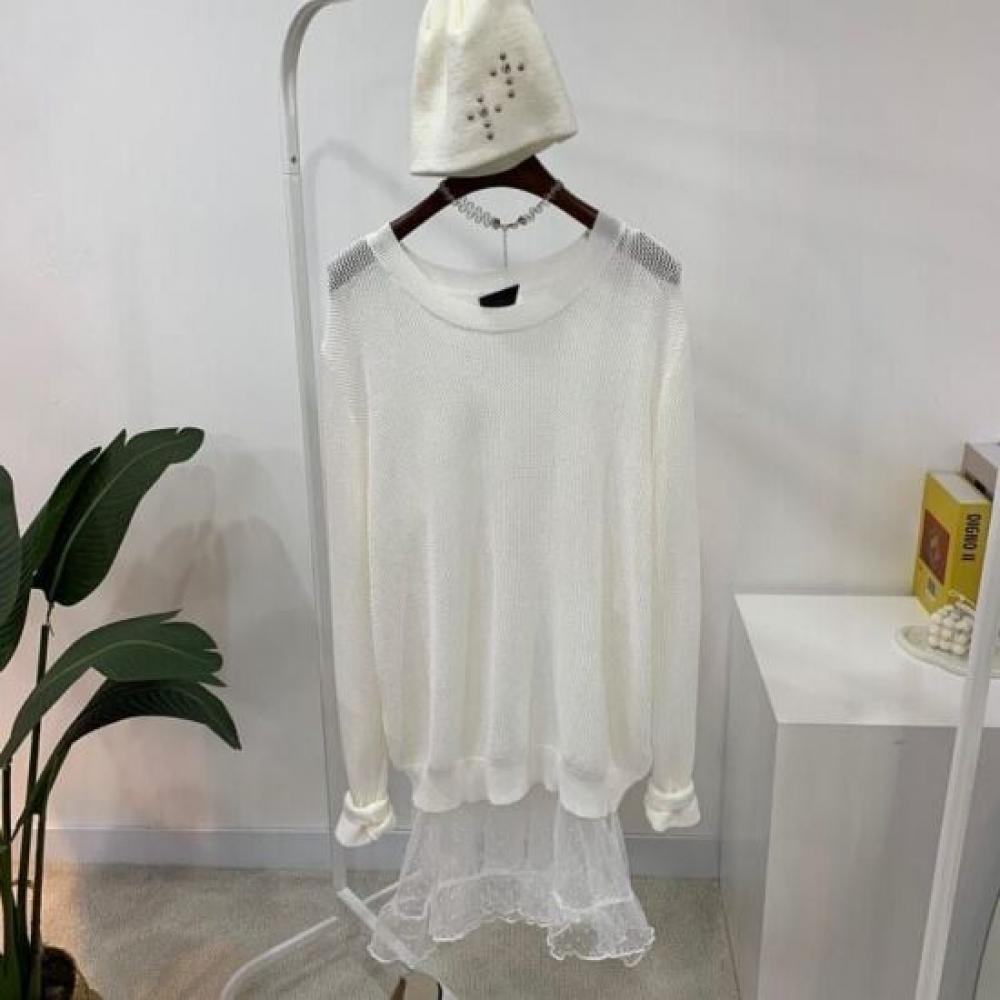 C S In The Room Koyu Sheer Knit overSized Long Sleeve 4 ColorS