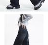 Dark Blue High-Waisted Wide-Leg Jeans for Women - Autumn/Winter 2025 Retro Casual Straight Floor-Length Pants