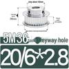 Stepped Timing Pulley 5M, 36 Teeth, T-Slot Width 16/21/27, Bore 5-25mm, BF Type.