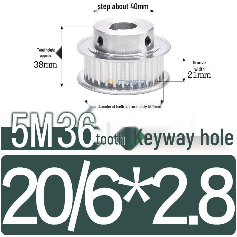 Stepped Timing Pulley 5M, 36 Teeth, T-Slot Width 16/21/27, Bore 5-25mm, BF Type.