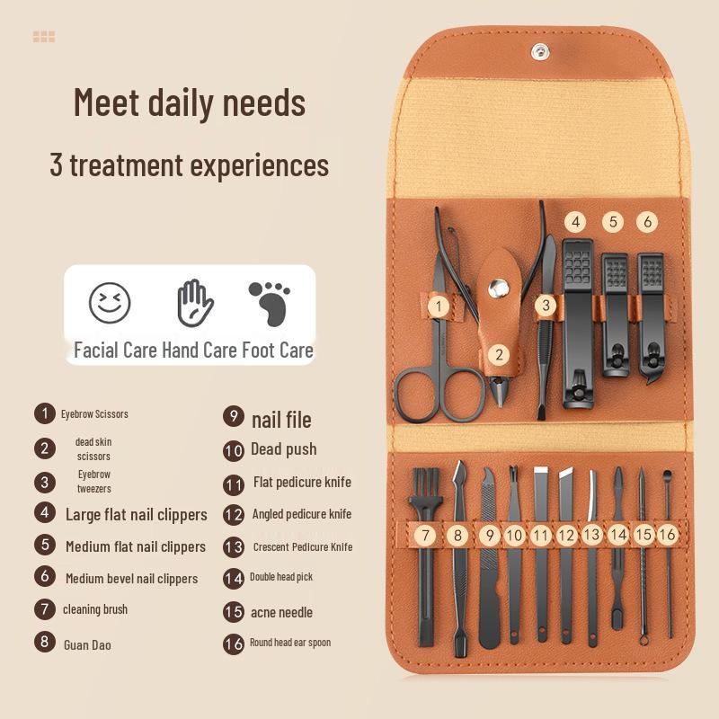 16-Piece Unisex Stainless Steel Manicure & Pedicure Kit