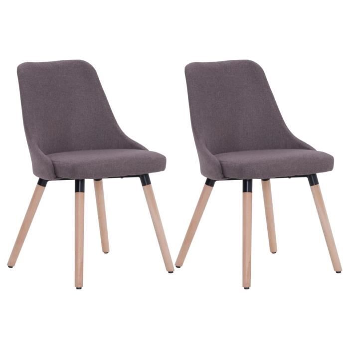 Chaises de salle à manger - CEN - Lot de 2 - Tissu taupe - Pieds en bois massif