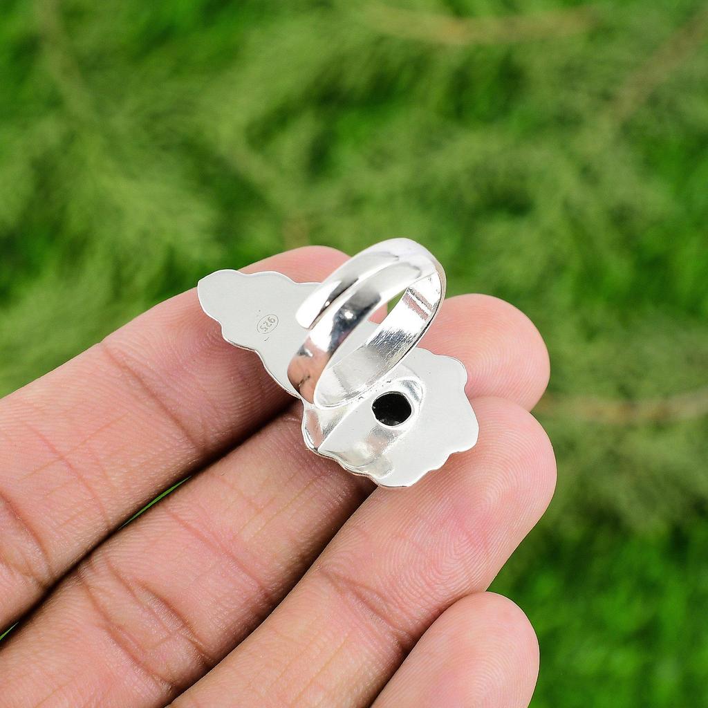 Natural Tanzanite Quartz 925 Silver Flower New Statement Wedding Ring Jewelry