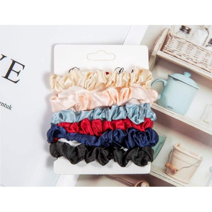 Headbands Knot Turban Headband Hair Band Elastic Plain Fashion Hair Accessories, Satin Hair Ties for Breakage Prevention (1 Hair Wraps and 6