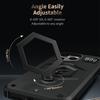 For iPhone 16 Pro Case Hexagonal Kickstand Shockproof TPU PC Matte Phone Cover with Integrated Scale Hook