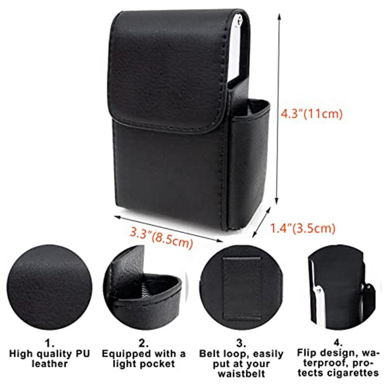 Portable PU Leather Cigarette Case Cover Gas Lighter Holder Box Waist Pocket Pack Belt Bag Smoking Accessories Gadgets for Men