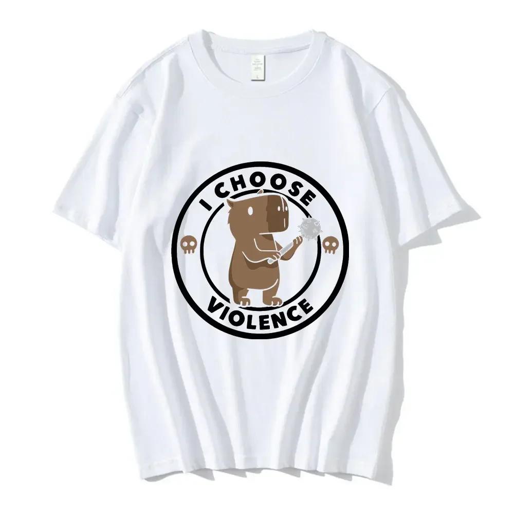 

I Choose Violence T Shirt Funny Capybara Slogan Tshirts Unisex Women Cotton Casual Short Sleeve Oversized T Shirts Streetwear XL