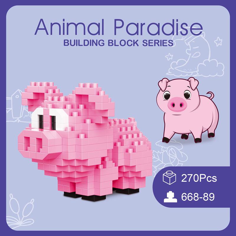 3D Micro Mini Diamond Puzzle Blocks - Cute Pet Animal Series Pig Panda Hamster Snail  Stress Relief DIY Desk Decor Collectible
