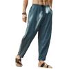 Herren-Baumwoll-Leinen-Baggy-lange Hose, weites Bein, elastische Taille, lockere Haremshose