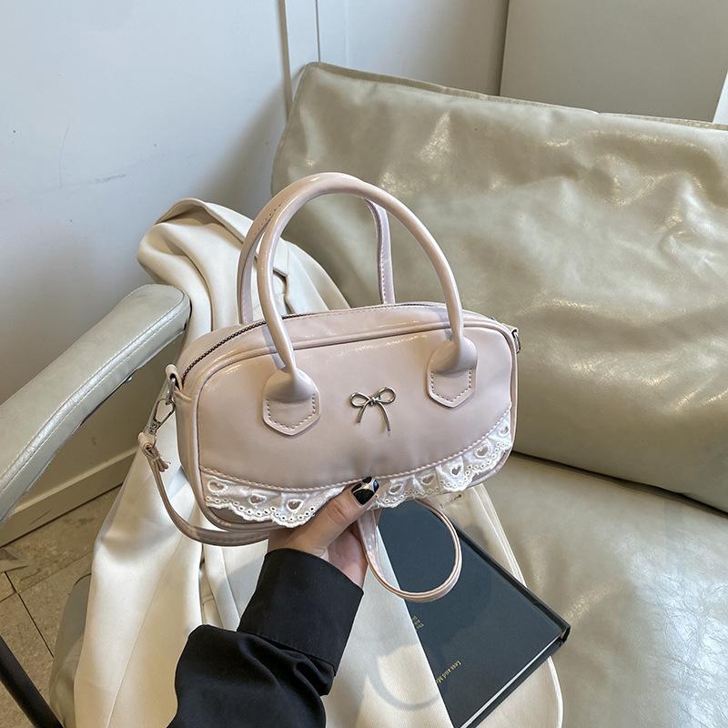 

Niche versatile cute lace handbag women s summer new high-end shoulder messenger bag розовый