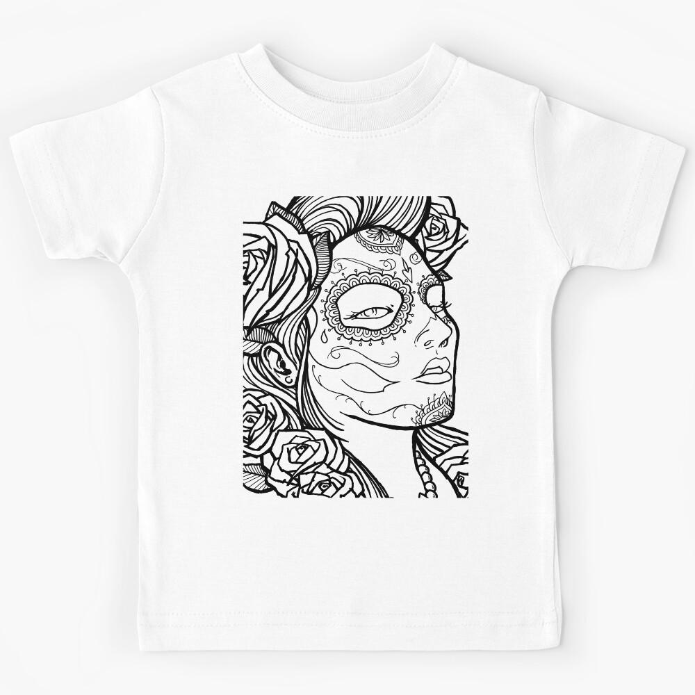 Catrina Roses Pinup Girl Kids T-Shirt 150